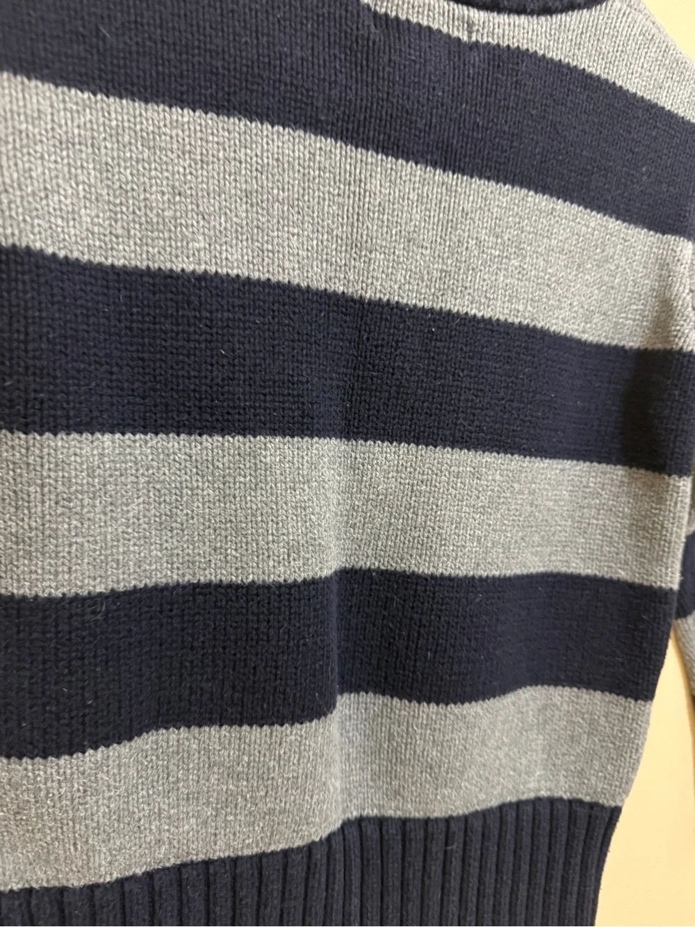 Ralph Lauren Navy & Gray Striped Half-Zip Pullover